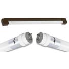 Kit Calha Sobrepor Lâmpada Tubular Led 1,2m Marrom Lâmpada T8 18w Iluminação