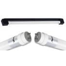 Kit Calha Sobrepor Lâmpada Tubular Led 1,2m Preto Lâmpada T8 18w Iluminação