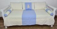 Kit Cama Babá Bicama 6 Pçs Quarto Ursa Tedy Azul Bebê com Palha