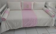 Kit Cama Babá Bicama 6 Pçs Quarto Ursa Tedy Rosa com Palha