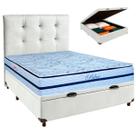 Kit Cama Box Bau + Cabeceira + Colchão Casal Molas Ensacadas - Blue - Paropas