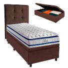 Kit Cama Box Bau + Cabeceira + Colchão Solteiro Molas Ensacadas - Blue - Paropas