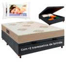 Kit Cama Box Bau + Colchão Casal Inova D33 + 2 Travesseiros Ortobom Kit Cama Box Bau + Colchão Casal Inova D33 + 2 Travesseiros Ortobom