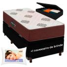 Kit Cama Box Bau + Colchão Solteiro Inova D45 + Travesseiro Ortobom