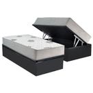 Kit Cama Box Baú Solteiro Colchão Espuma D28 Anatômico 88x188CM Cinza