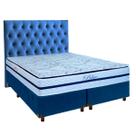 Kit Cama Box + Cabeceira + Colchão Queen Molas Ensacadas - Blue - Paropas