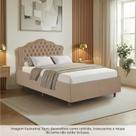 Kit Cama Box Casal + Cabeceira Estofada em Madeira Maciça Curva Provençal com Capitonê Bridgerton