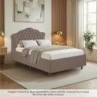 Kit Cama Box Casal + Cabeceira Estofada em Madeira Maciça Curva Provençal com Capitonê Bridgerton