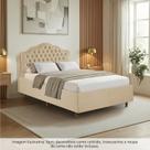 Kit Cama Box Casal + Cabeceira Estofada em Madeira Maciça Curva Provençal com Capitonê Bridgerton