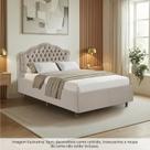Kit Cama Box Casal + Cabeceira Estofada em Madeira Maciça Curva Provençal com Capitonê Bridgerton