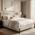 Kit Cama Box e Cabeceira Orgânica Thor King 203cm Bouclê