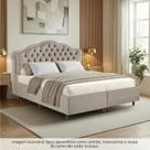 Kit Cama Box King + Cabeceira Estofada em Madeira Maciça Curva Provençal com Capitonê Bridgerton