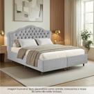 Kit Cama Box King + Cabeceira Estofada em Madeira Maciça Curva Provençal com Capitonê Bridgerton