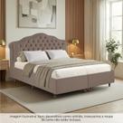 Kit Cama Box King + Cabeceira Estofada em Madeira Maciça Curva Provençal com Capitonê Bridgerton