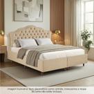 Kit Cama Box King + Cabeceira Estofada em Madeira Maciça Curva Provençal com Capitonê Bridgerton