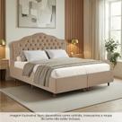 Kit Cama Box King + Cabeceira Estofada em Madeira Maciça Curva Provençal com Capitonê Bridgerton