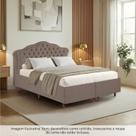 Kit Cama Box Queen + Cabeceira Estofada em Madeira Maciça Curva Provençal com Capitonê Bridgerton