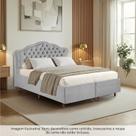 Kit Cama Box Queen + Cabeceira Estofada em Madeira Maciça Curva Provençal com Capitonê Bridgerton