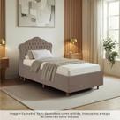 Kit Cama Box Solteiro + Cabeceira Estofada em Madeira Maciça Curva Provençal com Capitonê Bridgerton