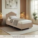 Kit Cama Box Solteiro + Cabeceira Estofada em Madeira Maciça Curva Provençal com Capitonê Bridgerton