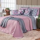 Kit Cama Colcha Cobre Leito Azulejo Português Dupla Face c/ Almofadas Casal Padrão 08 Peças