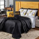 Kit Cama Colcha Infantil CASAL PADRÃO 7 Peças Cobre Leito Game Streamer Preto Dupla Face com Almofadas Estampadas Gamer