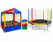 Kit cama elástica 2,30m e 1 piscina de bolinhas 1,00 com 500 bolinhas coloridas