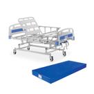 Kit Cama Hospitalar Manual 3 Movimentos Com Elevação de Leito + Colchão D28 Dellamed