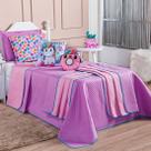 Kit Cama Infantil Colcha Cobre Leito SOLTEIRO 5 Peças Donuts Unicórnio Dupla Face Lilás/Rosa com Almofadas Estampadas Kit Cama Infantil Colcha Cobre Leito SOLTEIRO 5 Peças Donuts Unicórnio Dupla Face Lilás/Rosa com Almofadas Estampadas