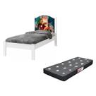 Kit Cama Solteiro Resistente MDF Personagens com Colchão