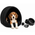 Kit Cama Toca Iglu Pet Grande com Comedouro Coleira Bolinha Fofos