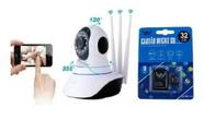 Kit Câmera De Segurança Ip 3 Antenas + Cartão de Memoria 32 gb Wifi Wireless Hd