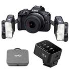 Kit Camera Fotografia Odonto Canon R100 18-45mm Com Flash Macro Godox Mf12-k3