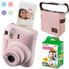 Kit Câmera Revela Foto Instax Mini 12 Rosa + Filme 20 Fotos + Bolsa