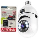 Kit Câmera Segurança Wifi Dupla Lentes Lâmpada +1 Cartão 64 GB Visão Noturna 360 Ultra Moderna FULL HD1080p