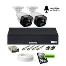 Kit Câmeras de Segurança DVR Intelbras MHDX 3104C, 2 câmeras VHD 3220B, 2.8mm, IR 20m, Full HD coloridas à noite com áudio, HD 500GB, Acess.