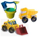 Kit Caminhão Brutos Truck Trator Pá Carregadeira Baldinho de Praia Brinquedo Infantil