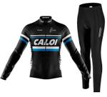 Kit Camisa Bike Caloi Longa Com Calça Ciclismo Espuma Bolso Refletivo -