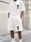 Kit Camisa Camiseta e Short Tactel Masculino King Coroa Coração Estiloso Moderno Tendencia Casual Confortavel