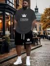 Kit Camisa Camiseta e Short Tactel Masculino King Coroa Estiloso Moderno Tendencia Casual Confortavel