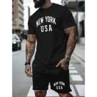 Kit Camisa Camiseta e Short Tactel Masculino New York Estiloso Moderno Tendencia Casual Confortavel