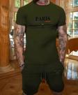 Kit Camisa Camiseta e Short Tactel Masculino Paris Estiloso Moderno Tendencia Casual Confortavel