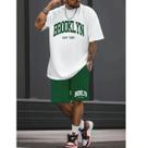 Kit Camisa e Short Tactel Masculino Brooklyn Moderno Casual Estiloso Tendencia Confortavel Verão