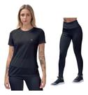 Kit Camisa Feminina Academia Calça Legging Cos Alto Treino
