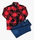 Kit camisa flanela infantil e calça jeans 2 ao 16