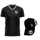 Kit camisa Santos ponto com boné preto Santos escudo bordado TAMANHO:PCor:Preto