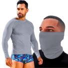 Kit Camisa Térmica Proteção Solar Com Balaclava Bandana Masculina Manga Comprida Air Soft Lenço Corrida Ciclismo