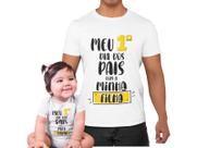 Kit Camiseta Body do Bebe Dia dos Pais Papai Frase Branca
