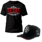 Kit Camiseta Boné Country Texas Algodão West Silver Preto