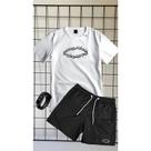 Kit camiseta camisa 100% algodão produto de alta qualidade bermuda tactel estampa coroa + relogio de